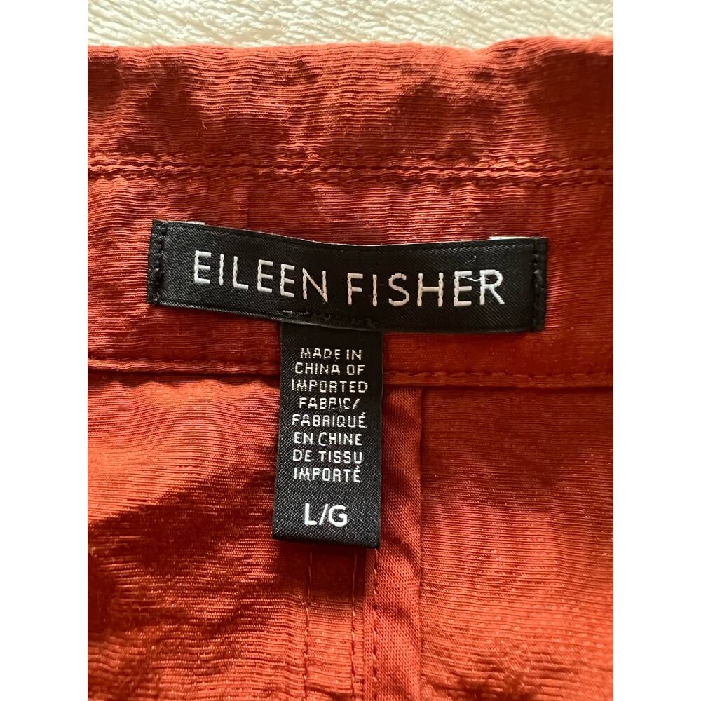 Eileen Fisher Sz Large Paprika Rumpled Organic Cotton Steel Notch Collar Jacket - Picture 9 of 15